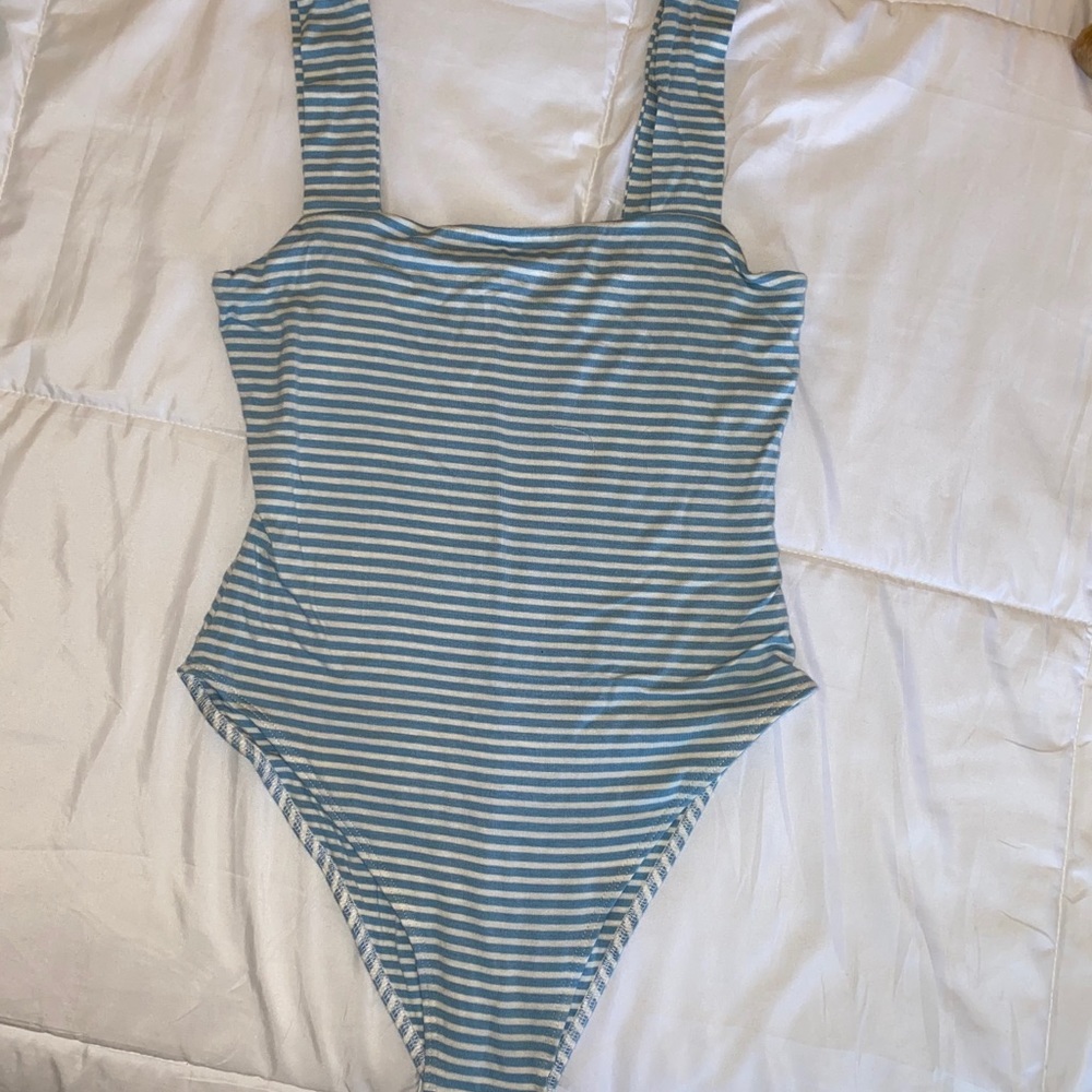 American eagle blue striped bodysuit
